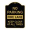 Signmission No Parking Fire Lane Keep Clear All Times, Black & Gold Aluminum Sign, 18" x 24", BG-1824-23620 A-DES-BG-1824-23620 - alternate 1